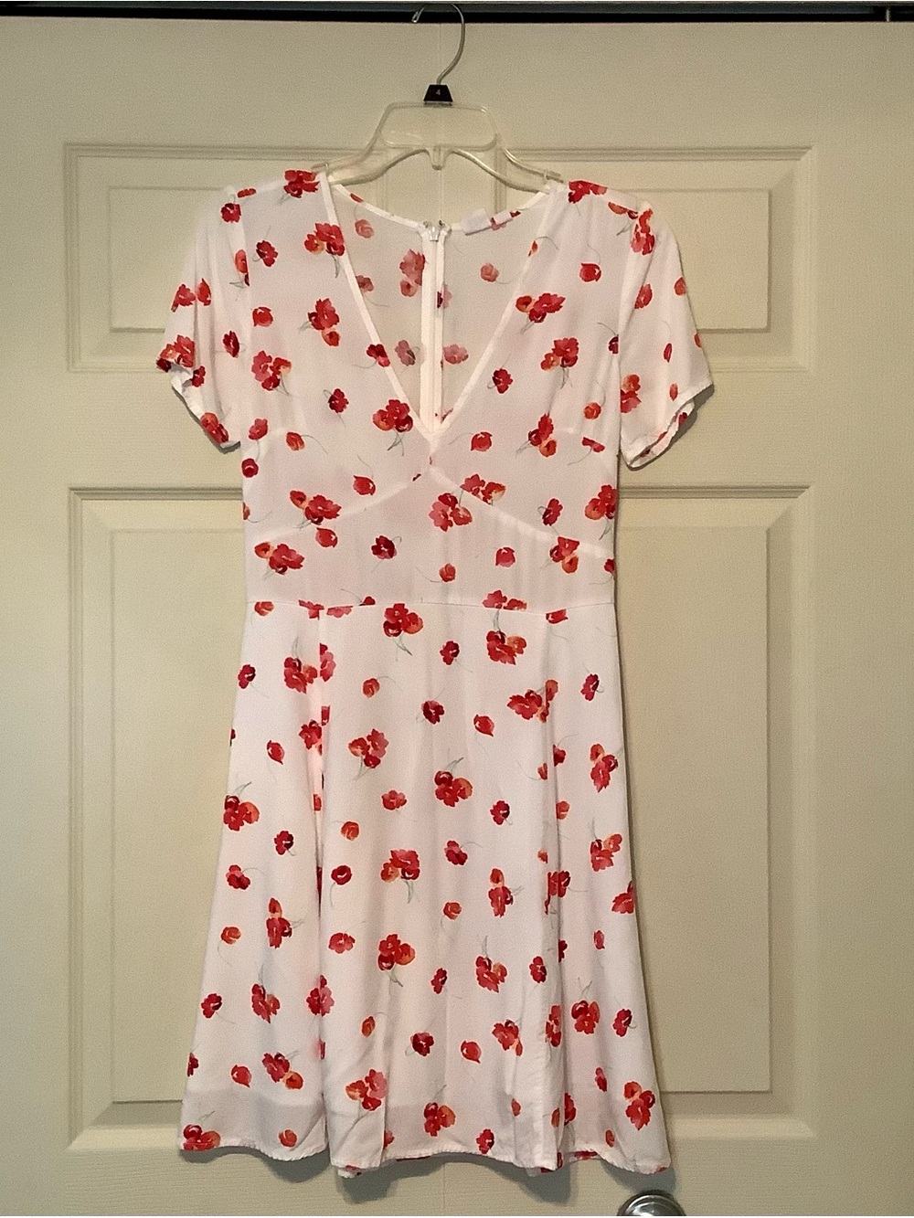 GAP White Mini Dress with Red Floral Print